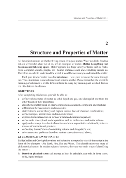 Structure and Properties of Matter