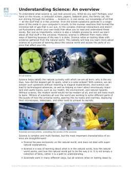 Understanding Science: An overview