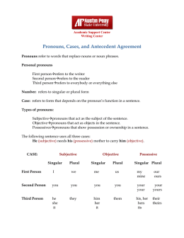 Pronouns, Cases, and Antecedent Agreement
