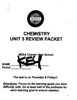 - CHEMISTRY UNIT 5 REVIEW PACKET