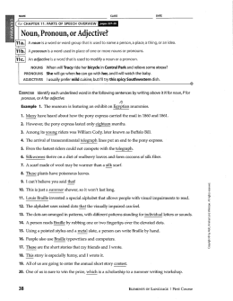 Page 1 MAME CLASS pages 337-so Noun, Pronoun, or Adjective