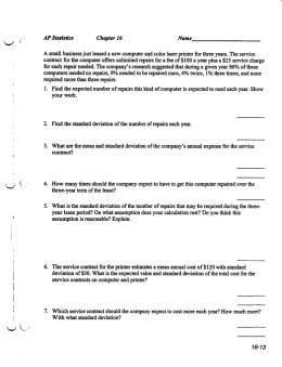 APStatistics Chapter 16 Name A small business just leased a new