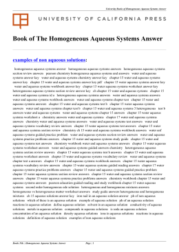 Homogeneous Aqueous Systems Answer