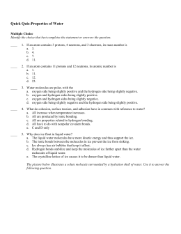 Quick Quiz-Properties of Water