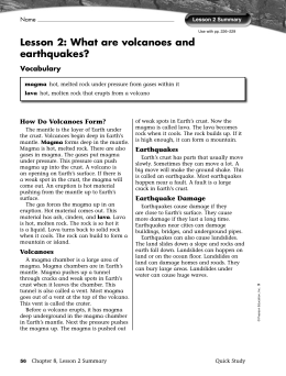 Lesson 2: What are volcanoes and earthquakes?