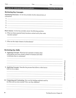 Chapter 28 Arthropods and Echinoderms Section