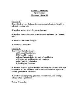 General Chemistry Review Sheet Chapters 18 and 19