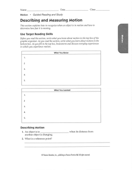 Describing and Measuring Motion