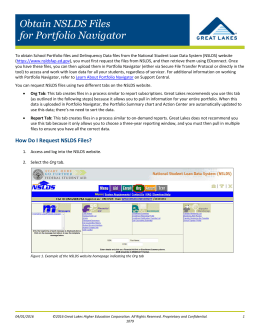 Obtain NSLDS Files for Portfolio Navigator