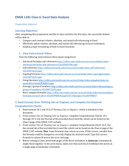 ENGR 1181 Class 6: Excel Data Analysis - EED Courses