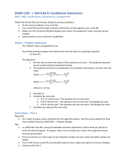 ENGR 1181 | MATLAB 8: Conditional Statements