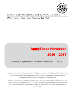 Apply Texas Handbook - North East Independent School District