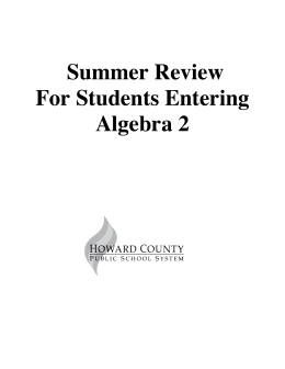 SUMMER REVIEW for Algebra II - Howard County Public Schools