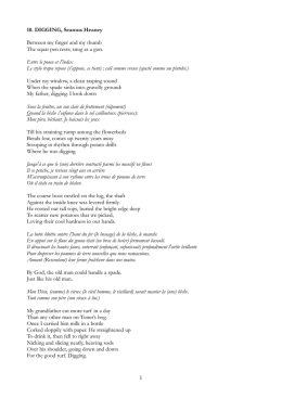 1 10. DIGGING, Seamus Heaney Between my finger and my thumb