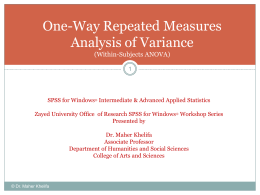 One-Way Repeated Measures Analysis of Variance