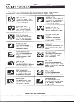 Page 1 NAMF —DATF — CLASS SAFETY SYMBOLS Your textbook