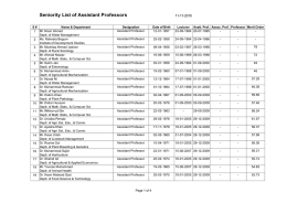 Seniority List of Assistant Professors