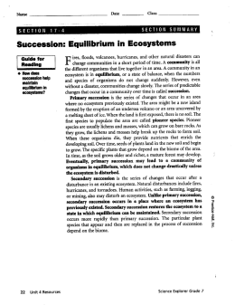 Succession: Equilibrium in Ecosystems