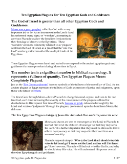 Ten Egyptian Plagues For Ten Egyptian Gods and Goddesses The