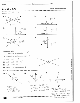 PraCtice 2" 5 Proving Angles Congruent
