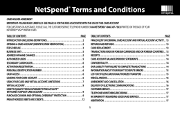 NetSpend® Terms and Conditions