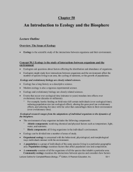 Chapter 50 An Introduction to Ecology and the Biosphere