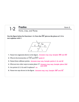 Page 1 ] _2 Practice Form G Points, Lines, and Planes Use the
