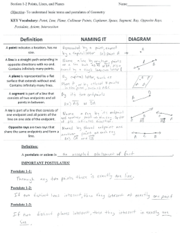 Section 1-2 Points, Lines, and Planes