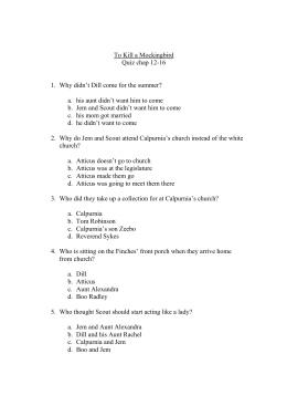 To Kill a Mockingbird quiz chap 12-16