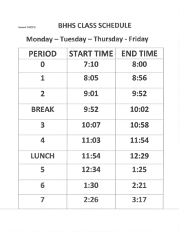 Bell Schedule