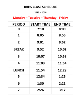 Bell Schedule - Brookings