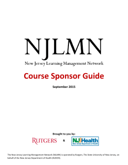 NJLMN Course Sponsor Guide - New Jersey Learning Management