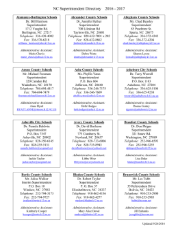 NC Superintendent Directory 2016 - 2017