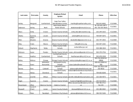 NC DPI Approved Provider Registry 8/12/2016 1