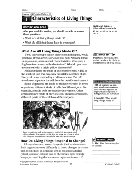 Characteristics of Living Things