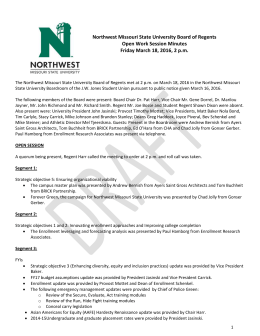 Northwest Missouri State University Board of Regents Open Work