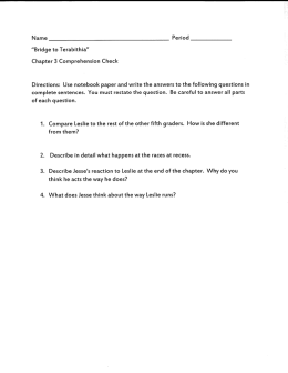 Name Period ”Bridge to Terabithia” Chapter 3 Comprehension