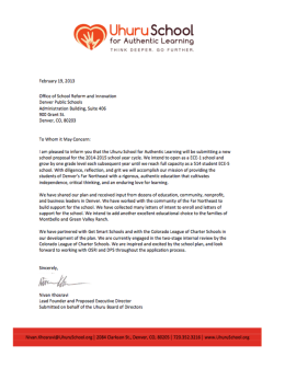 Uhuru Letter of Intent - Denver Public Schools