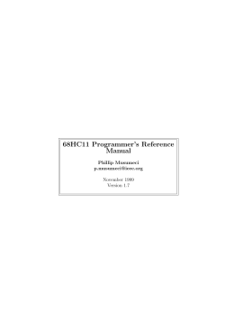 68HC11 Programmer`s Reference Manual
