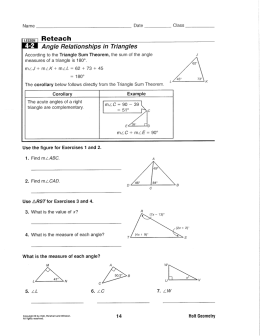 LESSON Reteach 5 Angle Relationships in Triangles