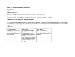 Lesson 4.2: Angle Relationships in Triangles Page 223 in text