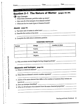 Section 2—1 The Nature of Matter (pages 35-39)