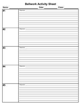 Bellwork Activity Sheet