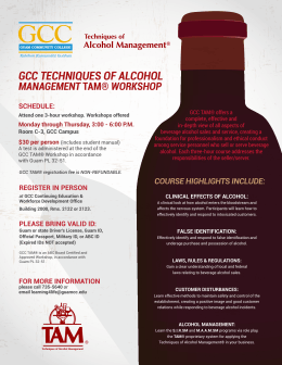gcc techniques of alcohol management tam® workshop schedule