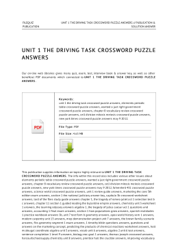 Unit 1 The Driving Task Crossword Puzzle Answers