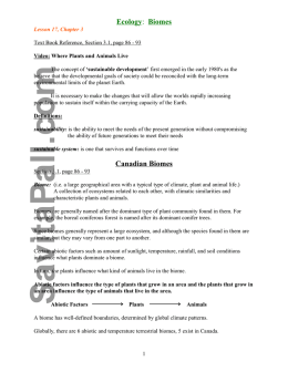 Ecology: Biomes Canadian Biomes