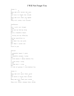I Will Not Forget You (G)