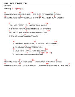 i will not forget you