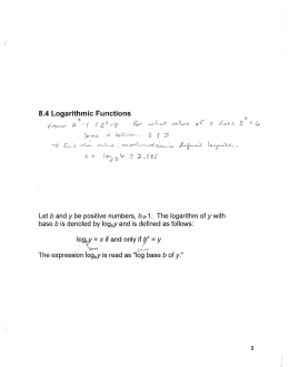 8.4 Logarithmic Functions