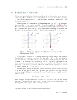 8.5 Logarithmic Functions